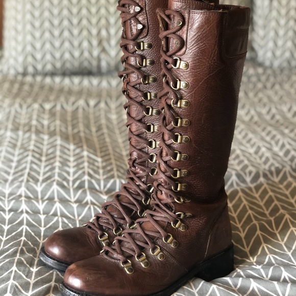 Frye Shoes | Frye Brown Rogan Tall Lace 